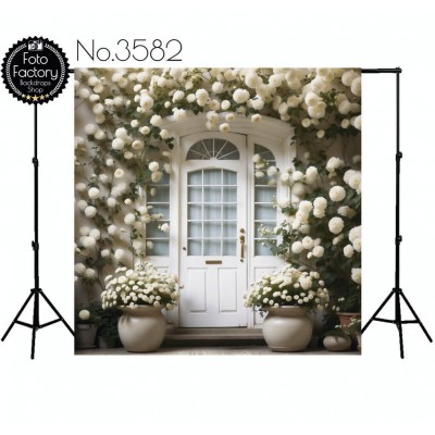 Backdrop white doors flowers 3582