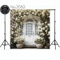 Backdrop white doors flowers 3582