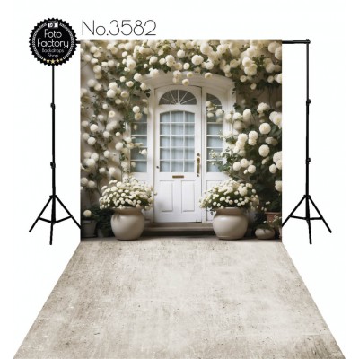 Backdrop white doors flowers 3582