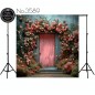 Backdrop pink door flowers 3589