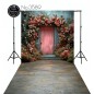 Backdrop pink door flowers 3589