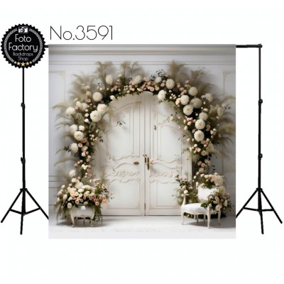 Backdrop white door garland 3591