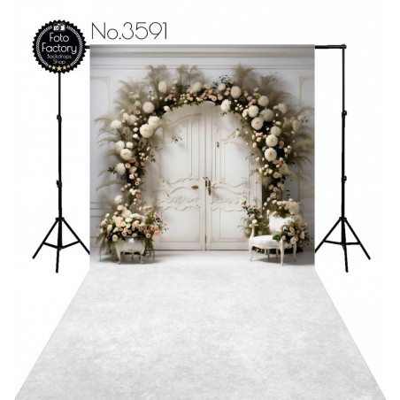 Backdrop white door garland 3591