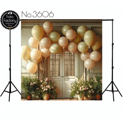 Backdrop door flowers balloons 3606