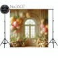 Backdrop stylish door flowers balloons 3607