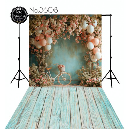 Backdrop wall decoration pink flowers balloons 3608