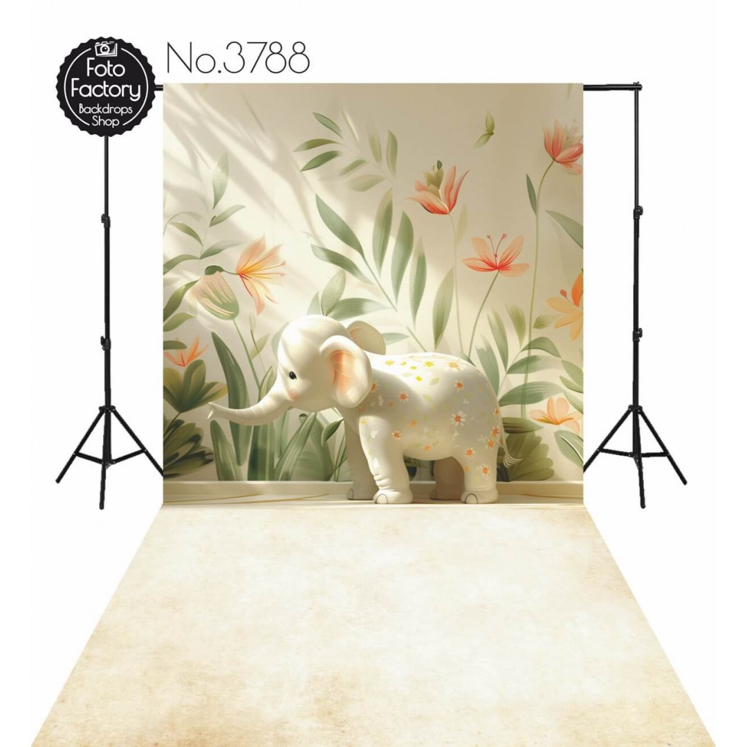 Backdrop elephant flowers decoration 3788