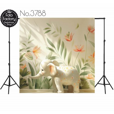 Backdrop elephant flowers decoration 3788