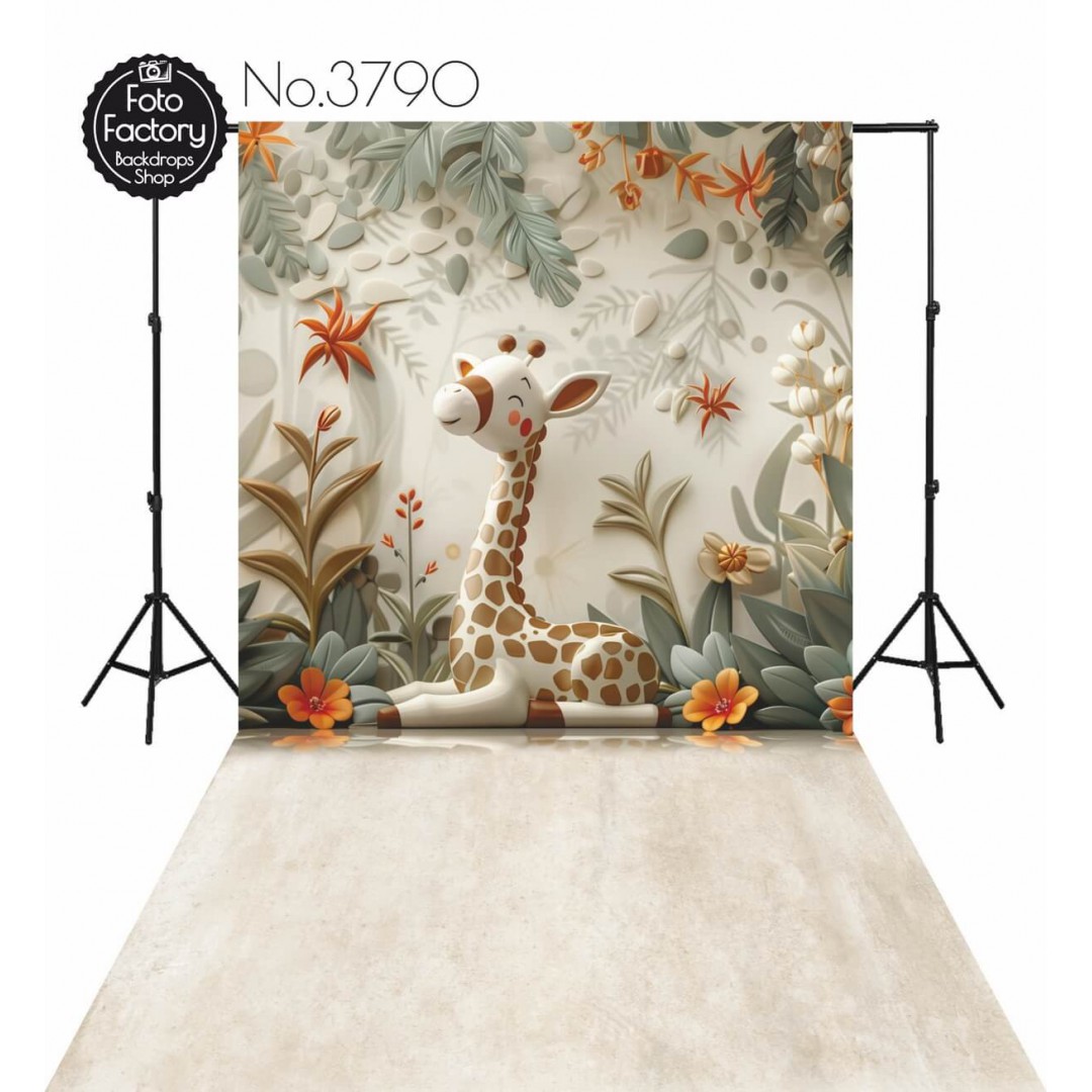 Backdrop giraffe flowers decoration 3790