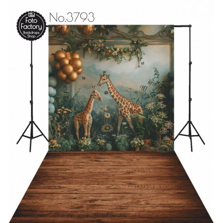 Backdrop giraffes plants decoration 3793