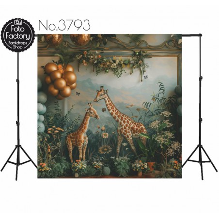 Backdrop giraffes plants decoration 3793