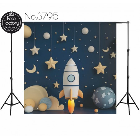 Backdrop cartoon rocket space 3795