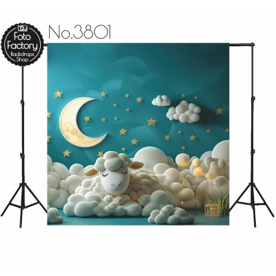 Backdrop cartoon sheep clouds 3801