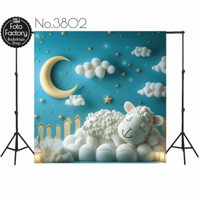 Backdrop cartoon sheep clouds 3802