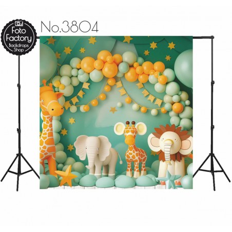 Backdrop cartoon animals balloon garland 3804