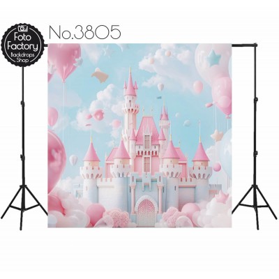 Backdrop fairytale pink castle 3805