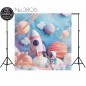 Backdrop cartoon rocket space 3806