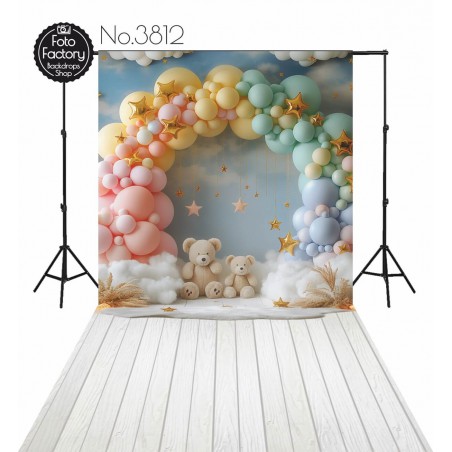 Backdrop teddy bears balloon flower garland 3812