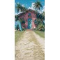 Backdrop pink cottage palm trees 3823