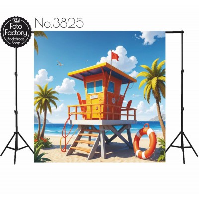 Backdrop beach lifeguard booth 3825