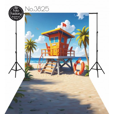 Backdrop beach lifeguard booth 3825