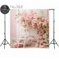 Backdrop pink flowers wall decoration 3841