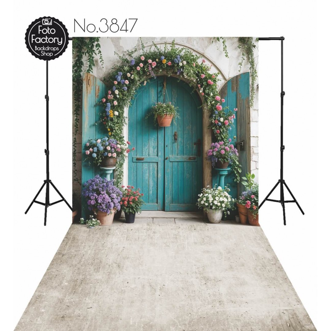 Backdrop flowers blue door decoration 3847