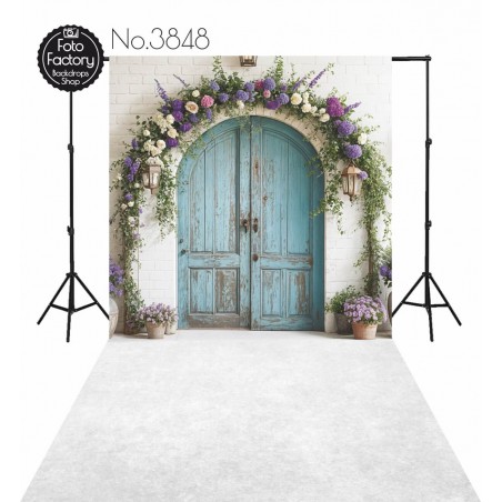 Backdrop flowers blue door decoration 3848