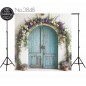 Backdrop flowers blue door decoration 3848