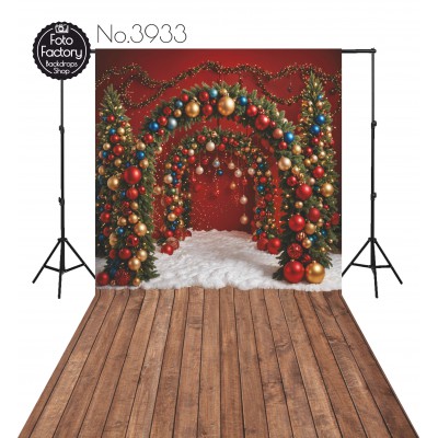 Backdrop Christmas baubles lights decorations 3933