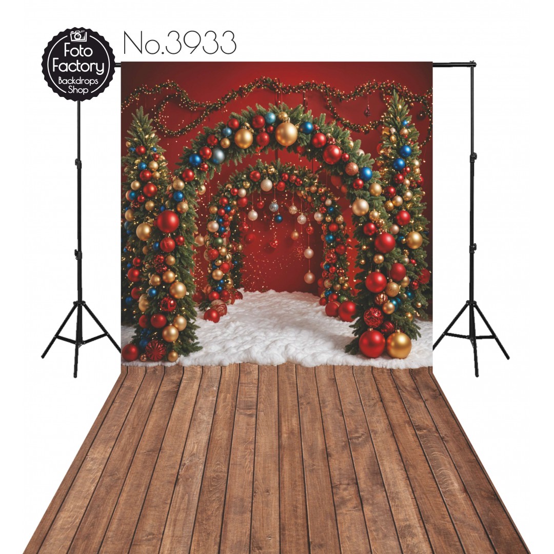 Backdrop Christmas baubles lights decorations 3933