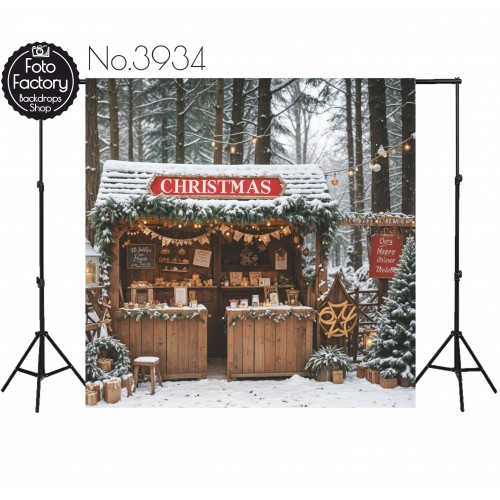 Backdrop Christmas wooden booth 3934