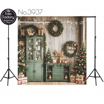 Backdrop Christmas green furniture decorations 3937