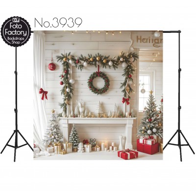 Backdrop Christmas light wooden interior 3939