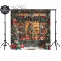 Backdrop Christmas wooden interior Christmas trees gifts 3940