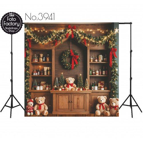 Hintergründe Weihnachten Innenausstattung aus Holz Teddybären Dekorationen 3941