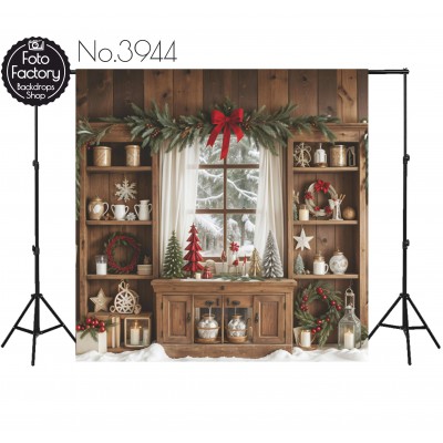 Backdrop Christmas wooden interior decorations 3944