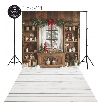 Backdrop Christmas wooden interior decorations 3944