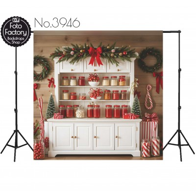 Backdrop Christmas white chest of drawers christmas decorations 3946