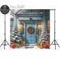 Backdrop Christmas blue door christmas decorations 3949