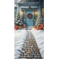 Backdrop Christmas blue door christmas decorations 3949