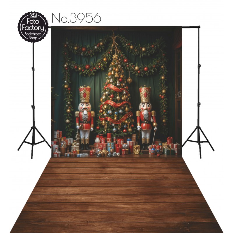 Backdrop Christmas wooden figures Christmas tree gifts 3956
