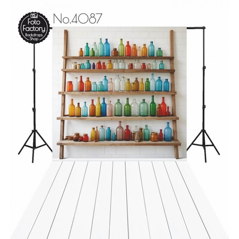 Backdrop shelf colored bottles 4087 Backdrop shelf colored bottles 4087