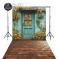 Backdrop flowers blue door 4110