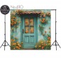 Backdrop flowers blue door 4110
