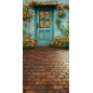 Backdrop flowers blue door 4110