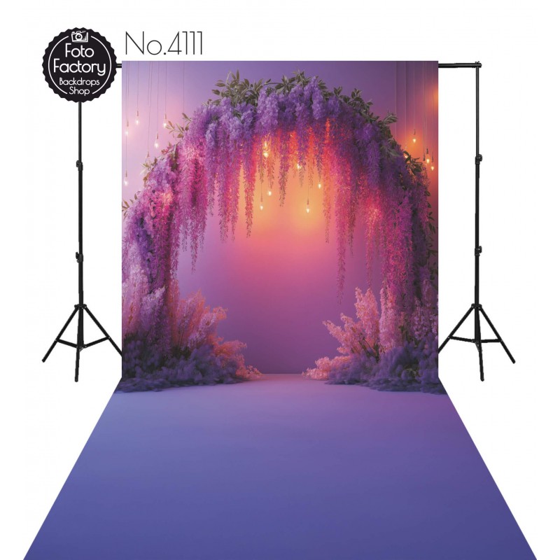 Tło Fotograficzne fioletowa girlanda kwiatowa 4111