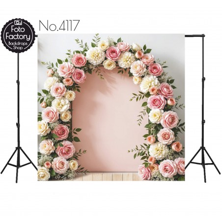 Tło Fotograficzne kolorowa girlanda kwiatowa 4117