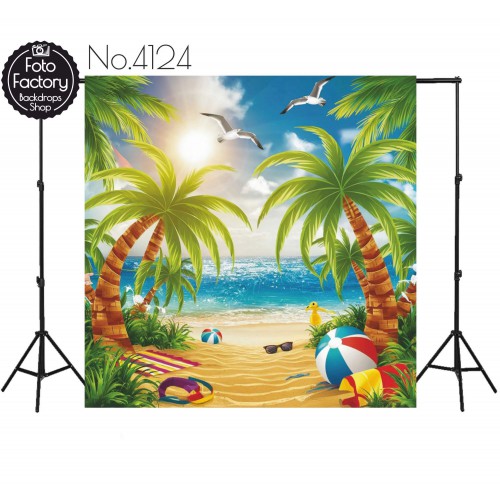 Tło Fotograficzne plaża palmy 4124