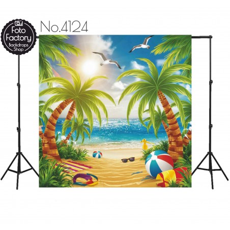 Backdrop beach palm trees 4124